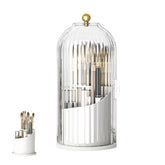 Transparent white Everyday Needs and Wants concealed toothbrush holder with cover, 360° rotating waterproof bathroom organizer.