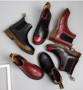 Autumn style thick-heeled cowhide Martin boots for women with stylish design and sturdy heel, perfect for fall fashion.