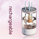 Everyday Needs and Wants makeup brush cleaner in a bottle with a pump for cleaning cosmetic brushes effectively.