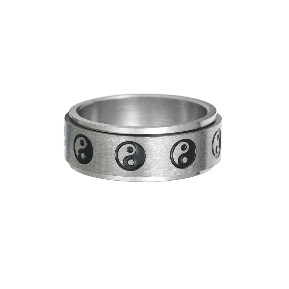 Stainless steel turning decompression gossip ring from Everyday Needs and Wants, featuring a sleek, modern design for stress relief.
