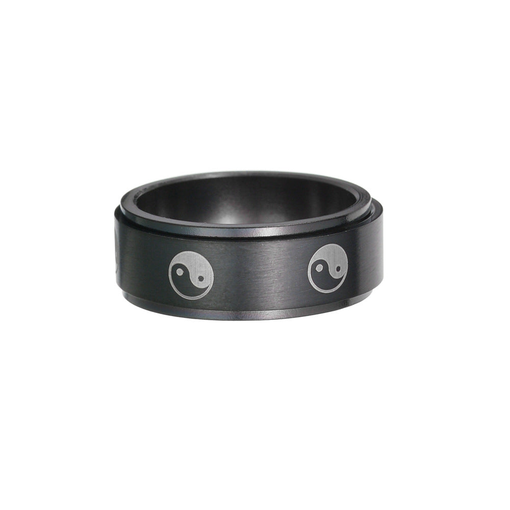 Stainless steel turning decompression gossip ring for all, featuring a smooth, shiny surface and unique design for stress relief and style.