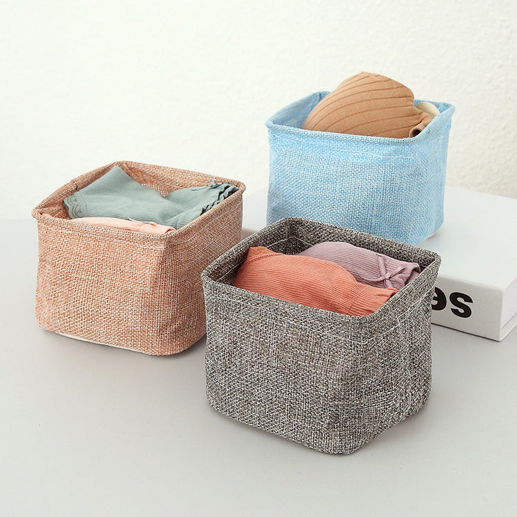Mini cotton and linen storage basket by Everyday Needs and Wants, perfect for desk organization and storage.