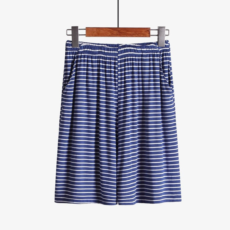 Plus size striped loose-fitting loungewear shorts from Everyday Needs and Wants, featuring comfortable relaxed fit and soft fabric.