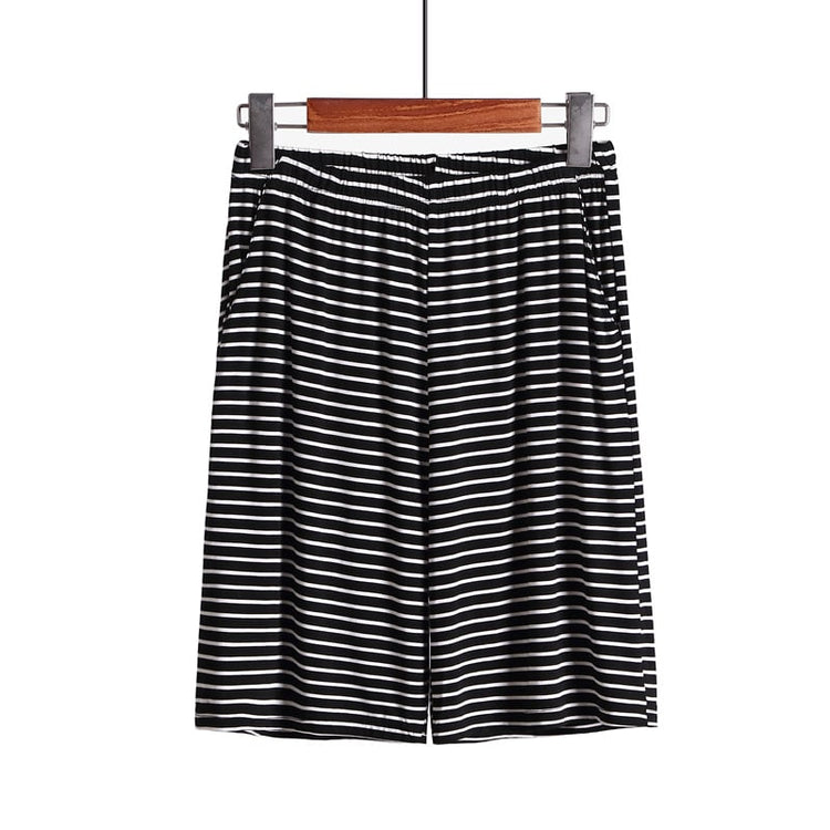 Plus size striped loungewear shorts from Everyday Needs and Wants, loose fit and comfortable for relaxing at home.