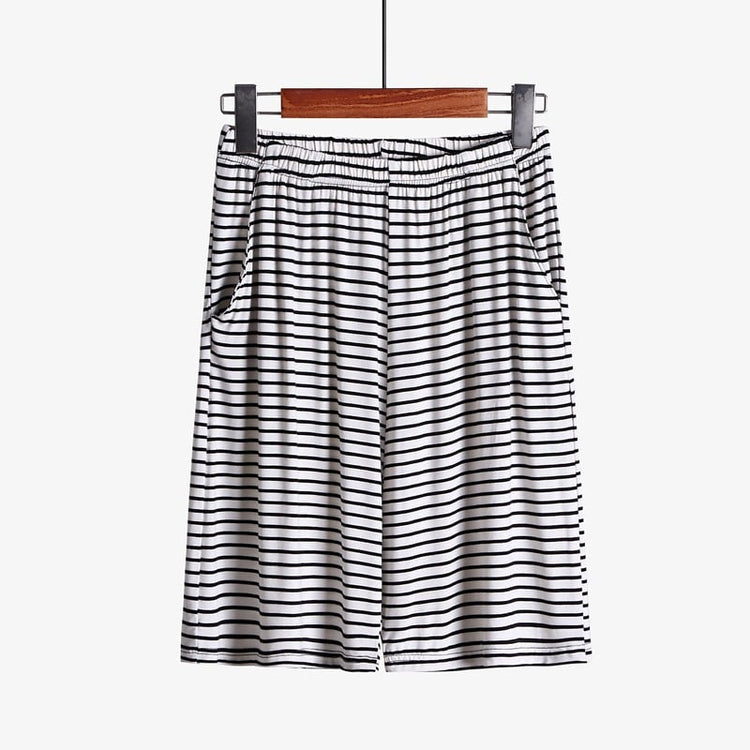 Plus size striped loose-fitting loungewear shorts by Everyday Needs and Wants, comfortable casual shorts with relaxed fit.