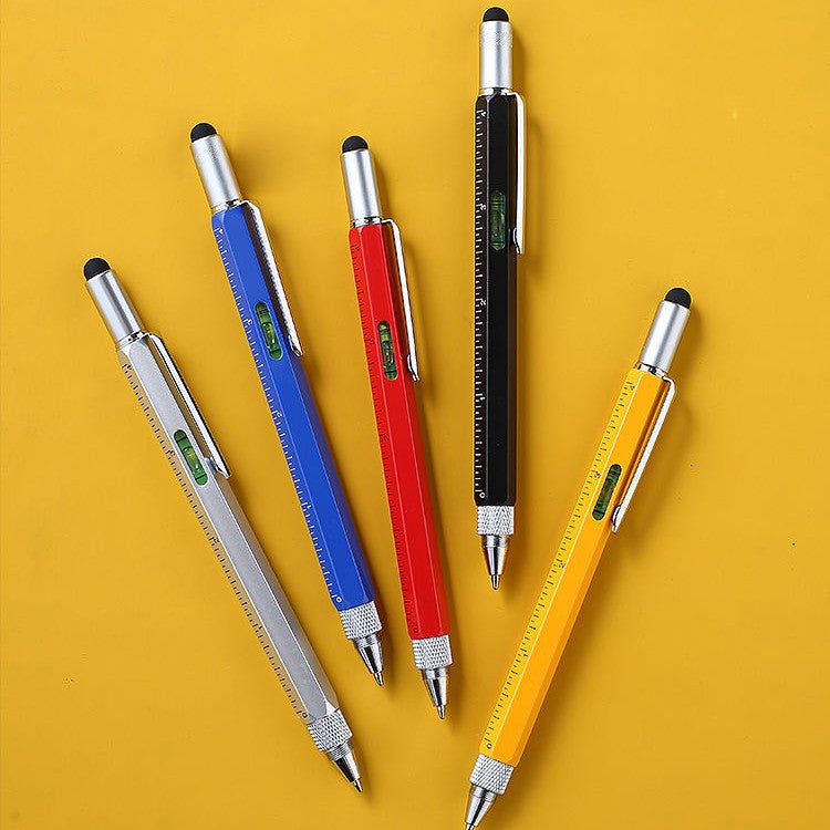 Multifunctional metal pen with touchscreen stylus and integrated tools, by Everyday Needs and Wants.