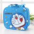 Doraemon cartoon insulated lunch bag for students with colorful character images, featuring handles and a zip closure.