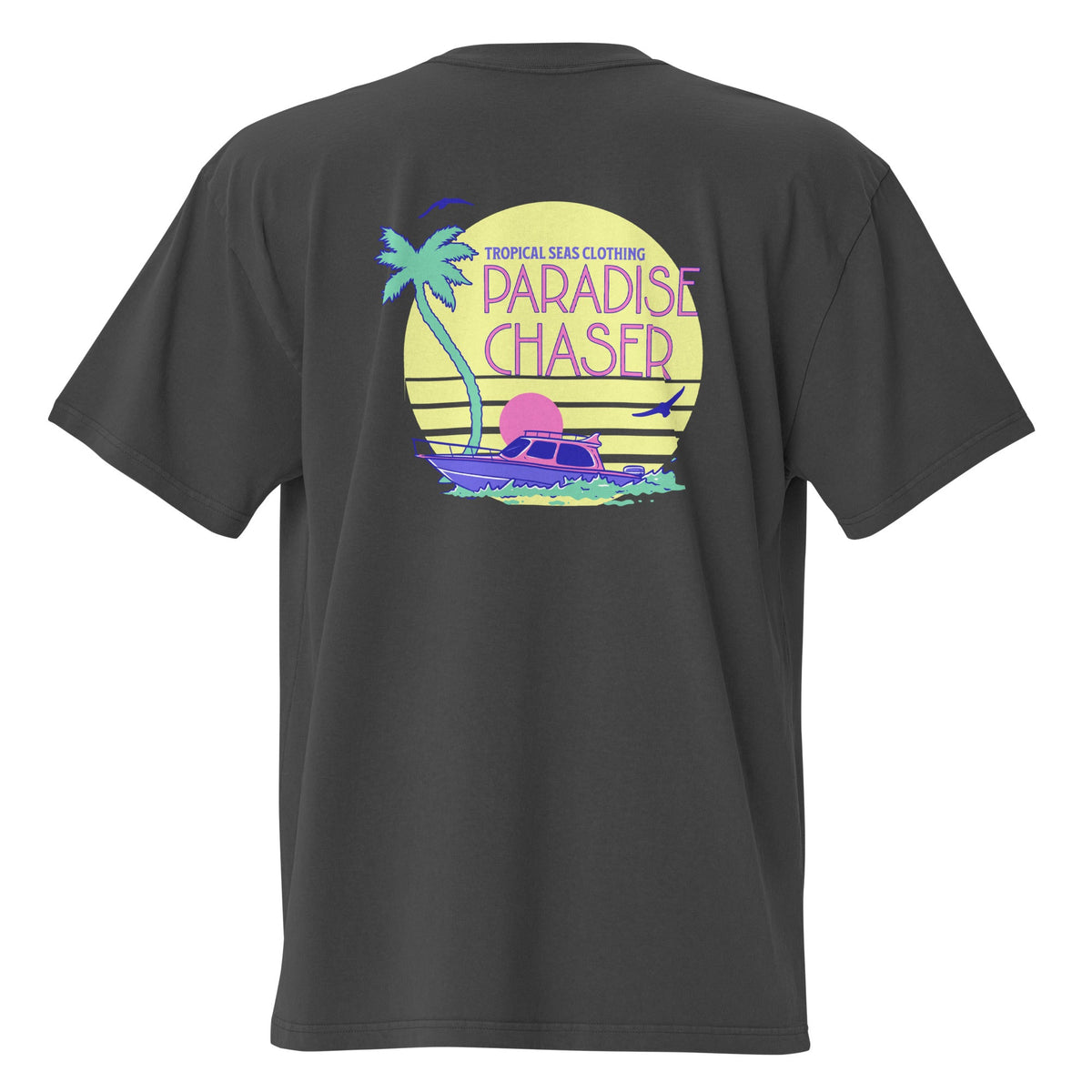 Oversized Paradise Chaser faded t-shirt by Everyday Needs and Wants displayed on a hanger with a relaxed fit.