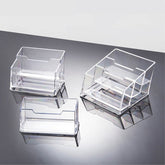 Acrylic business card holder with a creative design, featuring transparent material and modern style by Everyday Needs and Wants.