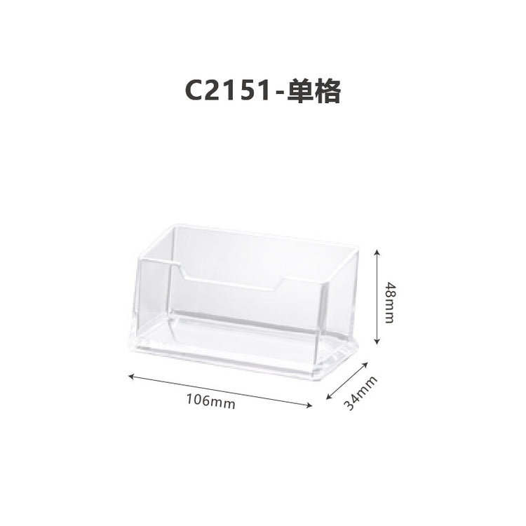 Acrylic business card holder with a creative design from Everyday Needs and Wants, showcasing a sleek, transparent storage solution.