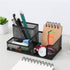 Creative metal four-grid pen holder for office use, featuring a modern design to organize pens, pencils, and stationery efficiently.