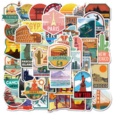 Set of 50 waterproof city landscape graffiti stickers by Everyday Needs and Wants, featuring vibrant urban street art designs.