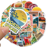 Set of 50 waterproof city landscape graffiti stickers featuring vibrant urban street art designs by Everyday Needs and Wants.