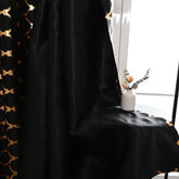 Black curtain panel by My Store, ideal for home decor and blackout, featuring a sleek bronzing black finish and stylish design.