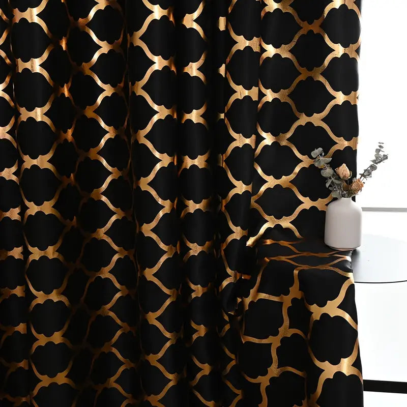 Bronzing black curtain panel from My Store, blackout home decor curtain with a sleek bronze finish, hanging on a window.