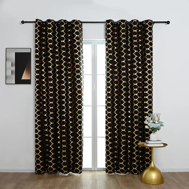 Black curtain panel for home decor and blackout, featuring a bronzing finish and elegant design, ideal for modern window treatments.