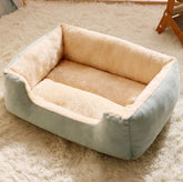 Warm and cozy cat bed by My Store, soft fabric with enclosed design, perfect for comfy naps and feline relaxation.