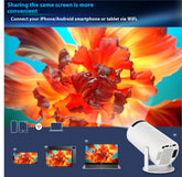 Portable HY300 Pro projector by My Store showing a compact black device with lens and control buttons for home theater use.