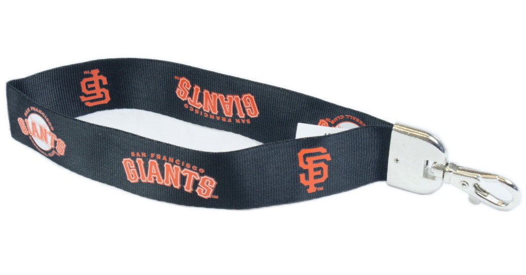 Black MLB San Francisco Giants wristlet lanyard with team logo, designed for secure keys or ID cards.