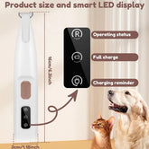 Pets paw trimmer with LED light from My Store, showing a close-up of the device with trimmed pet paw nails.
