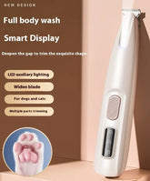 Pets paw trimmer with LED light by My Store, showing the ergonomic handle and rotating blade for safe, precise pet nail grooming.