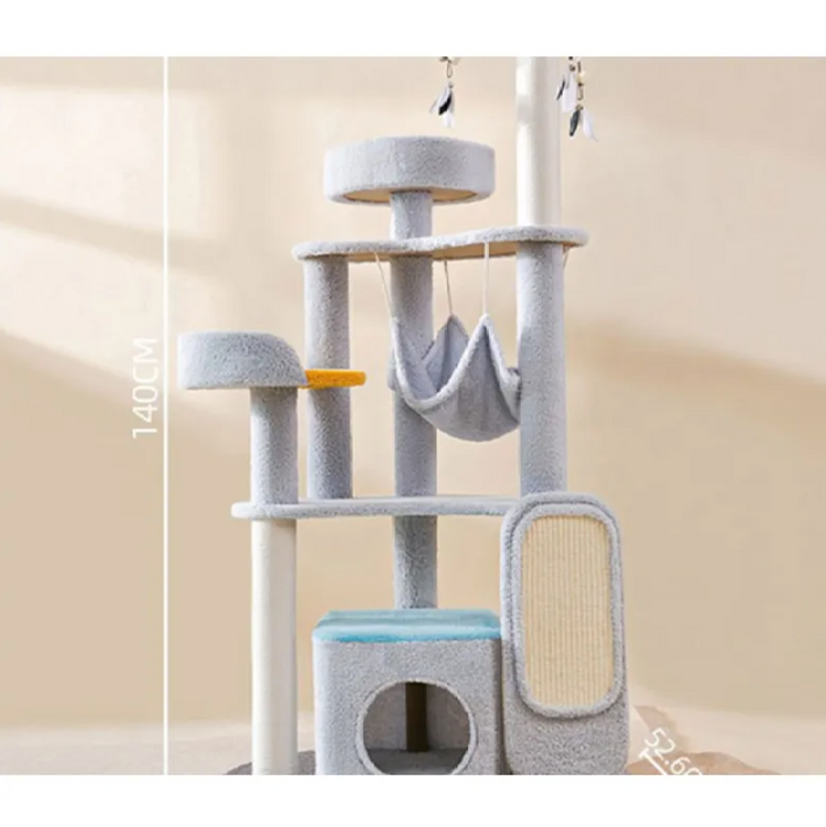 Large cat scratching and jumping platform from My Store, featuring plush surfaces and climbing posts for feline play and exercise.