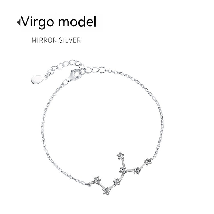 Lucky Twelve Constellation Moonstone bracelet for women featuring moonstone beads and constellation charm.