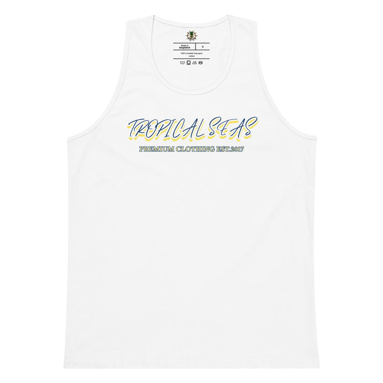 Men’s premium Wild Waves tank top featuring a vibrant ocean wave design, made from soft, breathable fabric.